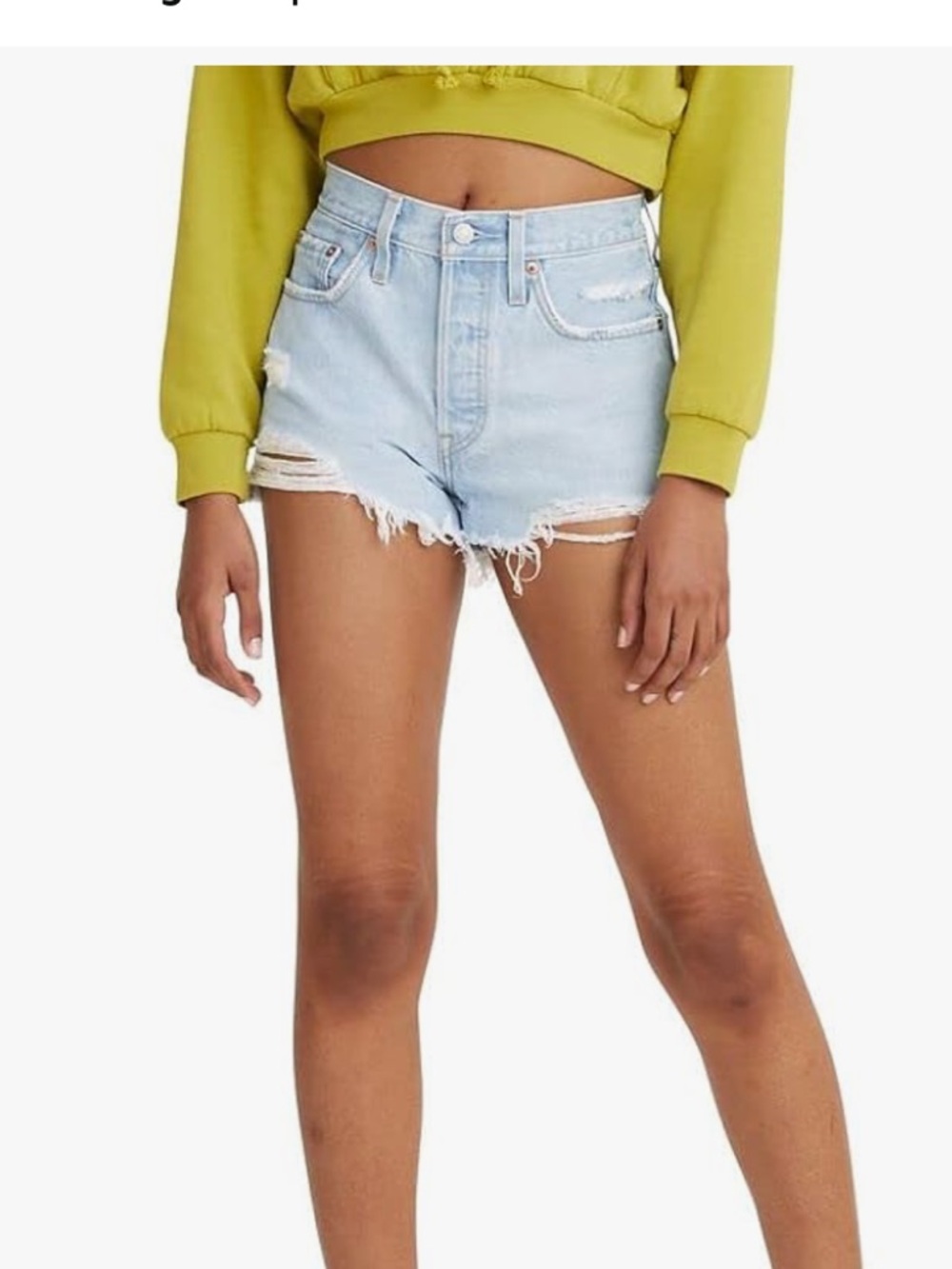 Levi's Light Blue High-Rise Distressed Denim Shorts